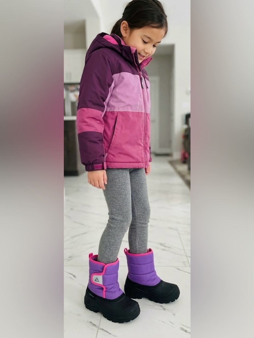 Kamik Waterproof Toddler Girls Winter Snow Boots Size 7 purple and pink
